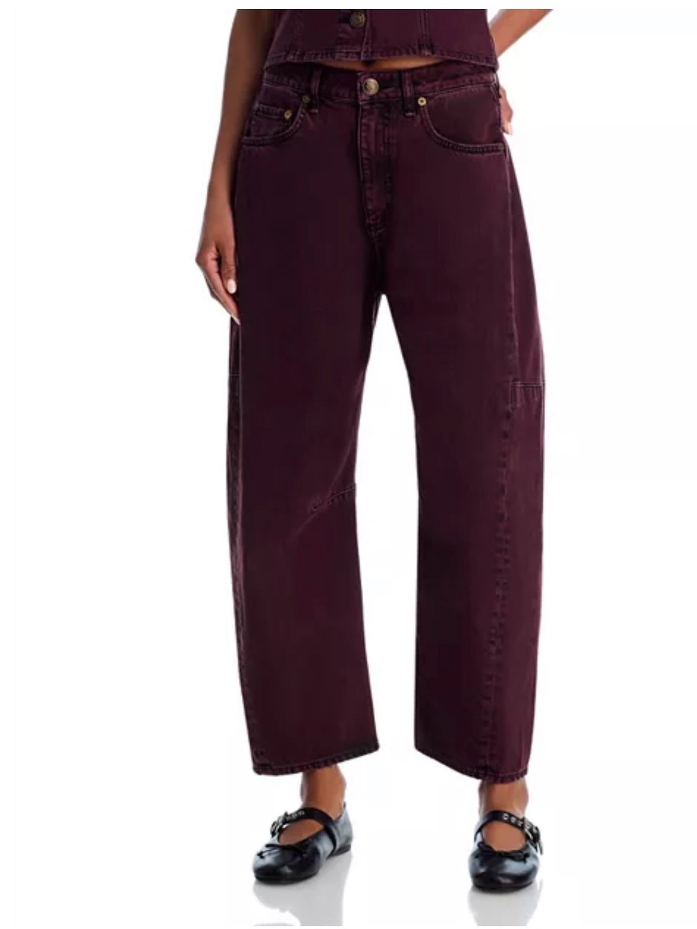 rag & bone high rise barrel Jeans in Burgundy